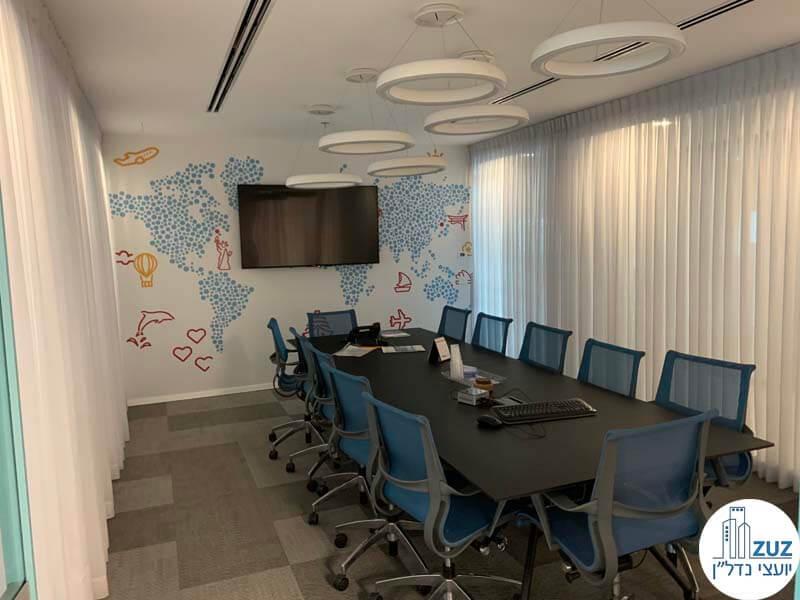 חדר ישיבות של משרד להשכרה במתחם בארבעה תל אביב
