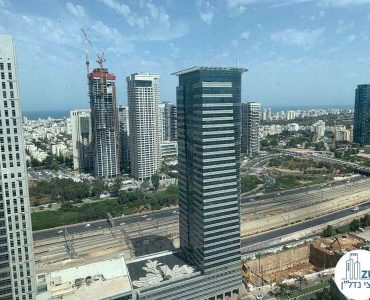 נוף מערבי מחלון של משרד להשכרה במגדל ספיר רמת גן