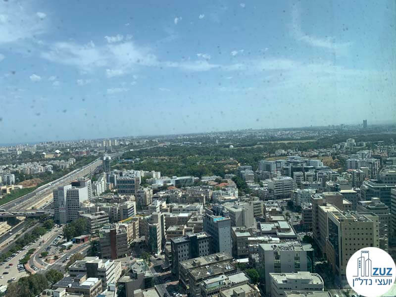 נוף צפוני מחלון של משרד להשכרה במגדל ספיר רמת גן