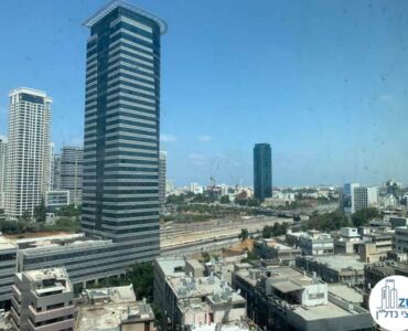 נוף מחלון של משרד ברמת מעטפת להשכרה במגדל ספיר מתחם הבורסה רמת גן