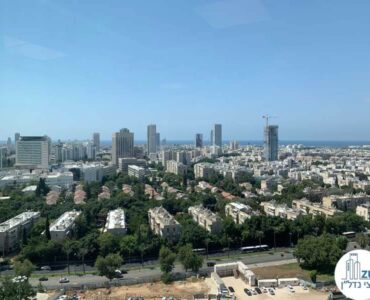 נוף לים מחלון של משרד להשכרה במגדל רסיטל תל אביב