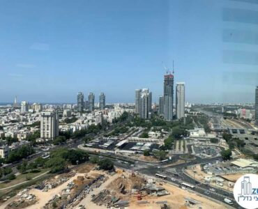 נוף מחלון של משרד להשכרה במגדל רסיטל תל אביב