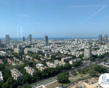 נוף לים מחלון של משרד להשכרה במגדל רסיטל בתל אביב
