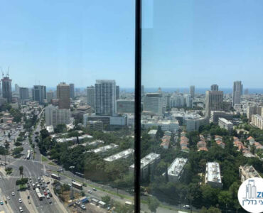 נוף לים מחלון של משרד להשכרה במגדל רסיטל בתל אביב
