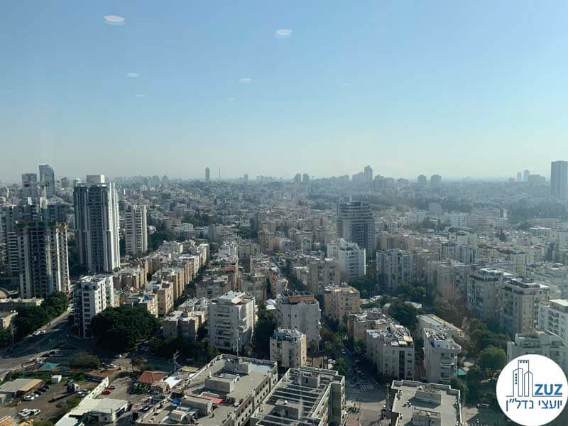 נוף מחלון של משרד להשכרה במגדל רסיטל בתל אביב