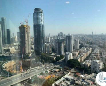נוף מחלון של משרד להשכרה במגדל רסיטל בתל אביב