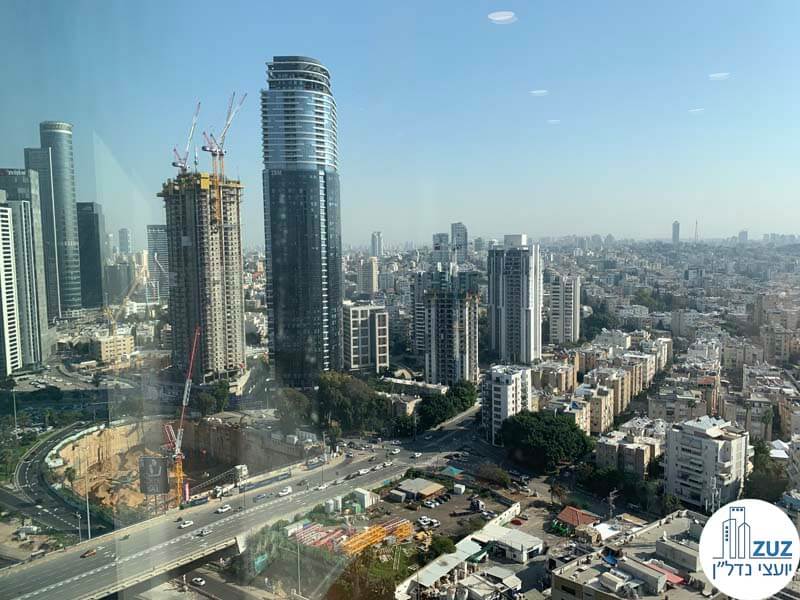 נוף מחלון של משרד להשכרה במגדל רסיטל בתל אביב