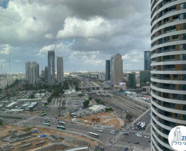 נוף מחלון של משרד להשכרה במגדל רסיטל תל אביב