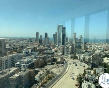 נוף לים מחלון של משרד להשכרה בתל אביב במגדל לוינשטיין