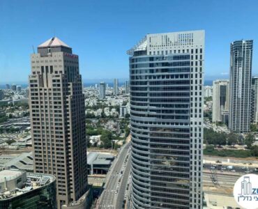 נוף למגדל גיבור ספורט מחלון של משרד להשכרה במגדל ספיר רמת גן