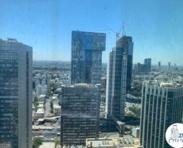 נוף לבורסה מחלון של משרד להשכרה במגדל ספיר רמת גן