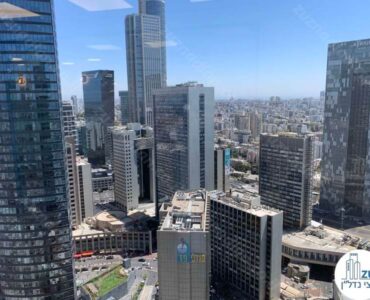 נוף מחלון של משרד להשכרה במגדל גיבור ספורט מתחם הבורסה