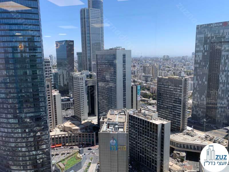 נוף מחלון של משרד להשכרה במגדל גיבור ספורט מתחם הבורסה