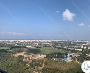 נוף לפארק הירקון מחלון של משרד להשכרה במגדל לייף עם נוף לים