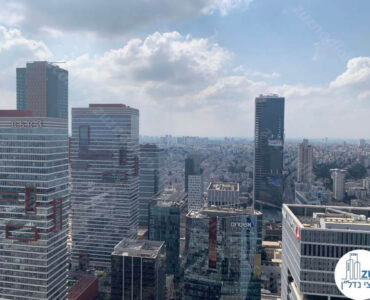 נוף למתחם בסר מחלון של משרד להשכרה במגדל לייף עם נוף לים