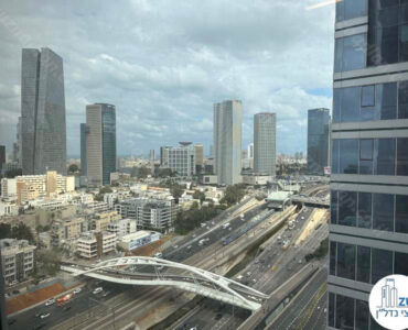 נוף מחלון של משרד להשכרה 144 מר במגדלי אלון תל אביב