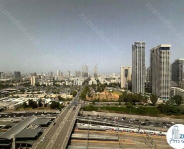נוף מחלון של משרד להשכרה 339 מר במגדל גיבור במתחם הבורסה רמת גן